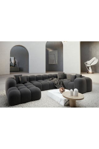 Canapé gauche panoramique Nuvola - Anthracite - 7 places - Tissu structurel