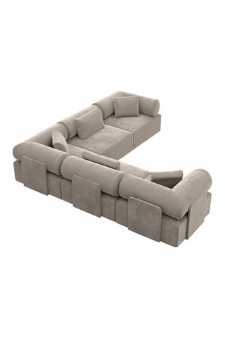 Canapé d'angle Form Ragusa - Beige foncé - 6 places - Tissu toucher velours