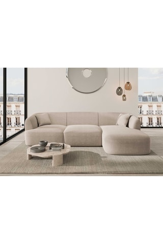 Canapé d'angle droit Form Ozura - Beige - 5 places - Tissu structuré