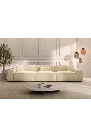 Canapé Lionel - Beige clair - 4 places - Tissu toucher velours