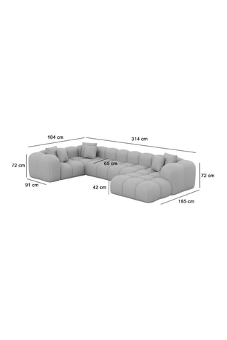 Canapé d'angle droit panoramique Nuvola - Gris foncé - 7 places - Tissu toucher velours