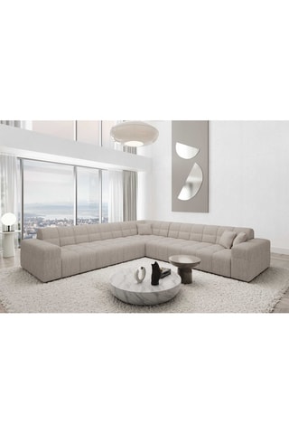 Canapé d'angle Cardano - Beige - 6 places - Tissu structuré