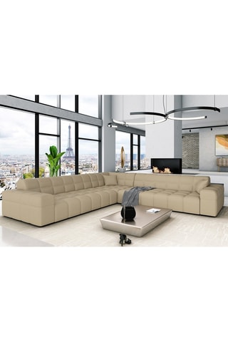 Canapé d’angle Cardano - Beige - 6 places - En cuir