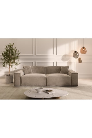 Canapé Lionel - Beige foncé - 2 places - En tissu velours