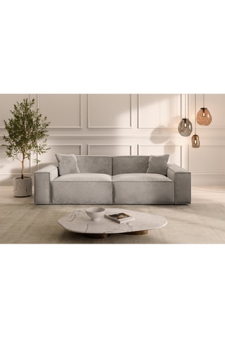 Canapé Lionel - Gris clair - 2 places - En tissu velours