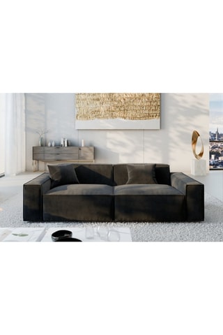 Canapé Lionel - Noir - 2 places - En tissu velours