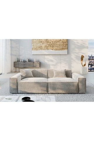 Canapé Lionel - Beige - 2 places - En tissu velours