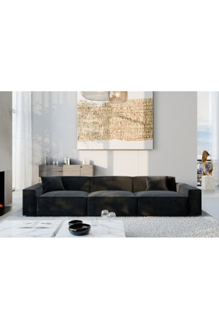 Canapé Lionel - Noir - 4 places - En tissu velours