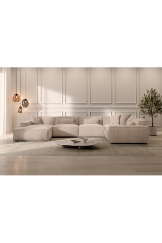 Canapé d'angle droit panoramique Lionel Beige