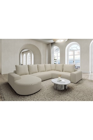 Canapé d'angle droit panoramique Moya Beige clair