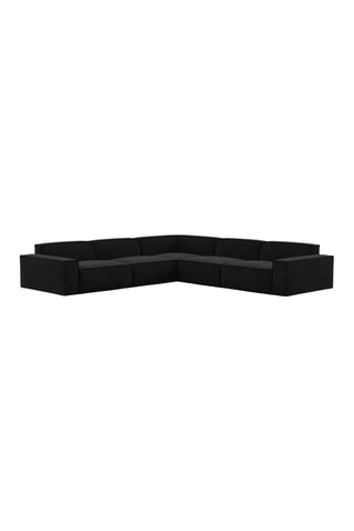 Canapé d’angle Lionel - Noir - 6 places - En tissu velours