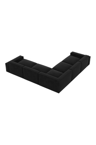 Canapé d’angle Lionel - Noir - 6 places - En tissu velours