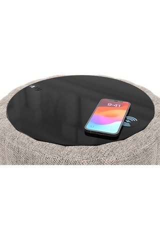 Table d’appoint ronde avec chargeur sans fil et port USB intégrés Nuvola - Beige