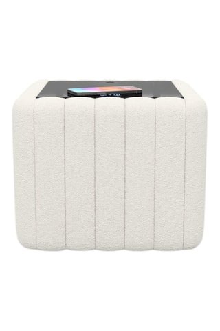 Table d’appoint carrée avec chargeur sans fil et port USB intégrés Rokano - Blanc