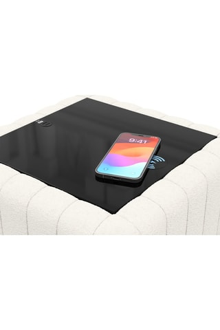 Table d’appoint carrée avec chargeur sans fil et port USB intégrés Rokano - Blanc