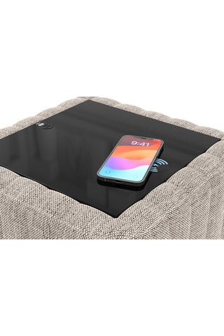 Table d’appoint carrée avec chargeur sans fil et port USB intégrés Rokano - Beige