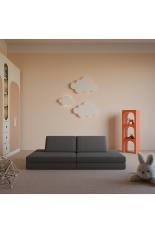 Canapé modulable Simea - Anthracite - 4 places - En polyester