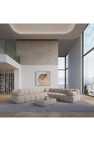 Canapé d'angle Seducca - Beige - 5 places - En polyester