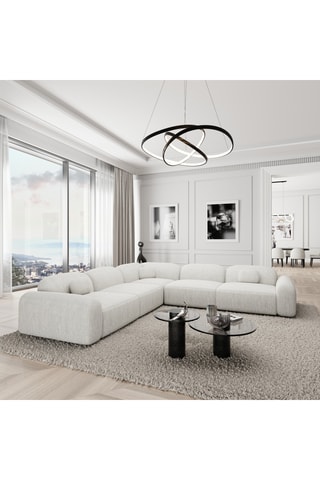 Canapé d’angle Labucca - Blanc - 6 places - En polyester