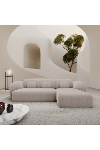 Canapé d’angle droit Nebala - Beige - 4 places - En polyester