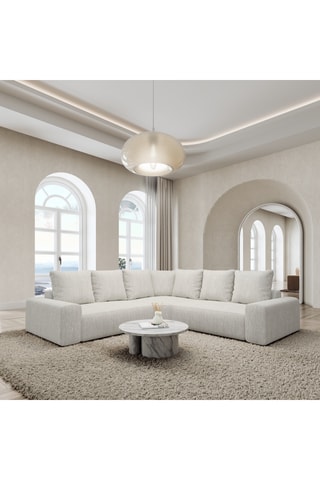 Canapé d'angle Moya - Blanc - 6 places - En polyester