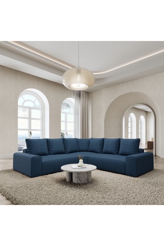 Canapé d'angle Moya - Bleu marine - 6 places - En polyester