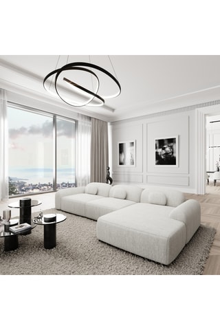 Canapé d’angle droit Labucca - Gris - 5 places - En polyester