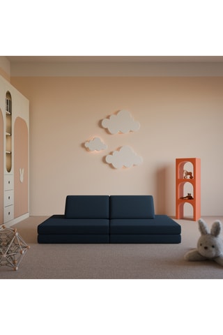 Canapé modulable Simea - Bleu marine - 4 places - Toucher velours côtelé