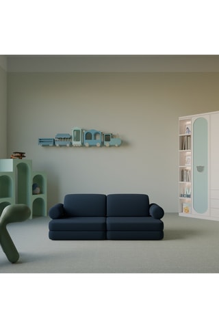 Canapé modulable Neala - Bleu marine - 4 places - Toucher velours