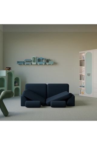 Canapé modulable Neala - Bleu marine - 4 places - Toucher velours