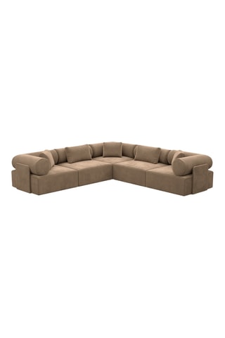 Canapé d'angle Ragusa - Marron - 6 places - En polyester