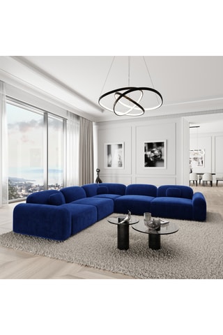 Canapé d’angle Labucca - Bleu marine - 6 places - En polyester