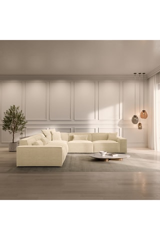 Canapé d'angle Lionel - Beige clair - 6 places - En polyester