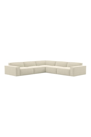 Canapé d'angle Lionel - Beige clair - 6 places - En polyester