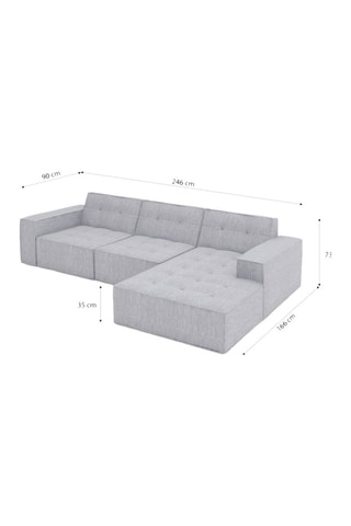 Canapé d’angle droit Atlantis - Ecru - 5 places - En polyester