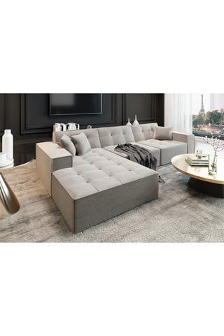 Canapé d’angle gauche Atlantis - Ecru - 5 places - En polyester