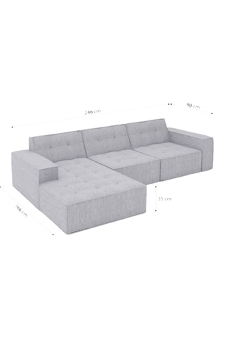 Canapé d’angle gauche Atlantis - Ecru - 5 places - En polyester