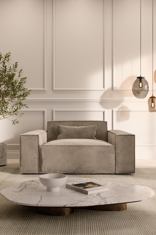 Fauteuil Lionel - Beige foncé - Toucher velours