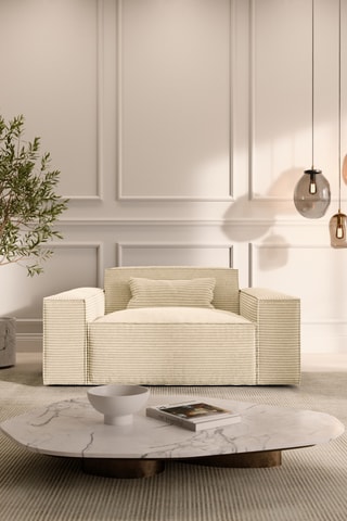 Fauteuil Lionel - Beige clair - Toucher velours