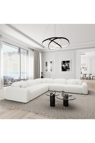 Canapé d’angle Labucca - Blanc - 6 places - En polyester