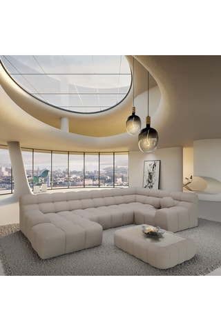 Canapé d'angle gauche Bonobo - Gris - 7 places - En polyester