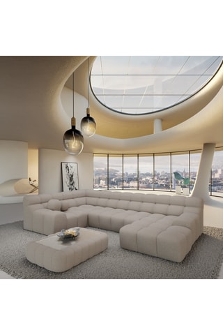 Canapé d'angle droit Bonobo - Gris - 7 places - En polyester