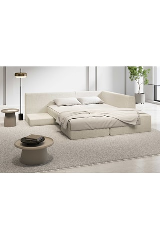 Canapé d'angle droit convertible Mandora - Blanc - 4 places - En polyester