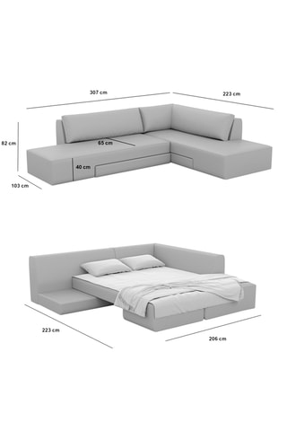 Canapé d'angle droit convertible Mandora - Blanc - 4 places - En polyester