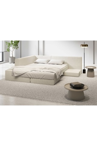 Canapé d'angle gauche convertible Mandora - Blanc - 4 places - En polyester