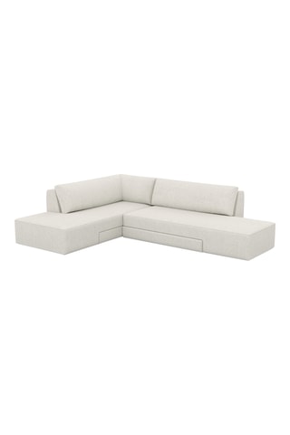 Canapé d'angle gauche convertible Mandora - Blanc - 4 places - En polyester