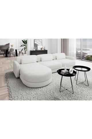 Canapé d’angle gauche Migala - Blanc - 5 places - En polyester