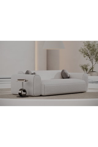 Canapé Moloko - Blanc - 3 places - En tissu bouclé