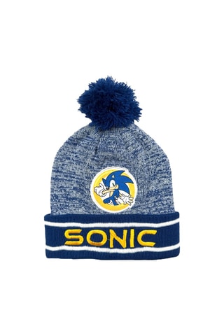 Gorro con borla Sonic - Azul marino jaspeado - Blanco, azul y amarillo