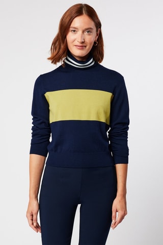 Pull 
Bleu marine et jaune